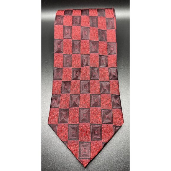 Valerio Garati Men Tie 100% Silk Hand Made Red Black - Picture 2 of 5